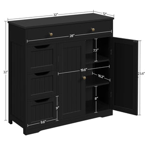 Storage Cabinet with 4 Drawers, 2 Doors & Adjustable Shelves