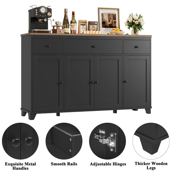 55" Kitchen Buffet Cabinet with Storage Drawers & Shelves