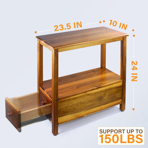 Narrow End Table with Drawer and Shelf