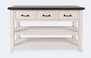 Reclaimed Pine Console Sofa Table with Drawers and Shelves