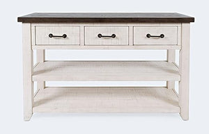 Reclaimed Pine Console Sofa Table with Drawers and Shelves