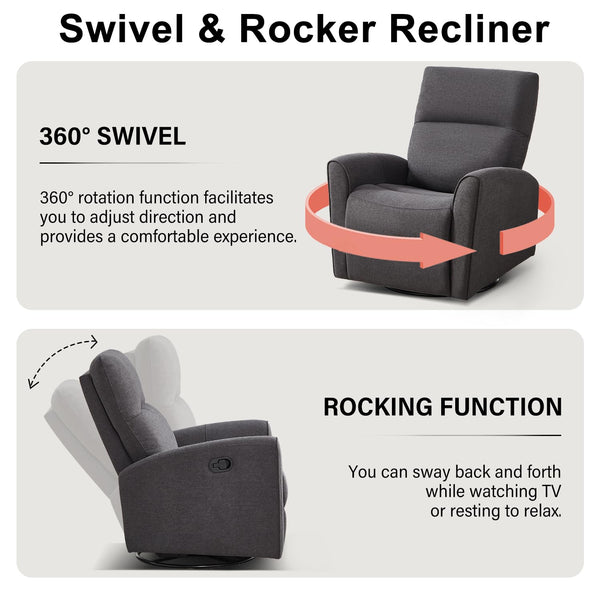 Swivel Rocker Recliner – Grey