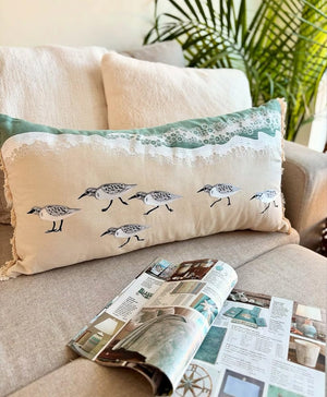 Beach Sandpipers Lumbar Pillow