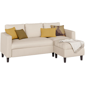 L-Shaped Convertible Sectional Sofa with Ottoman