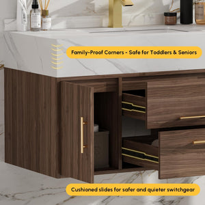 39.4" Floating Bathroom Vanity with Sink & Sintered Stone Countertop