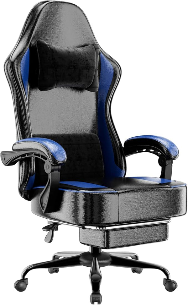 High Back Fabric Gaming Chair with Footrest & Lumbar Support