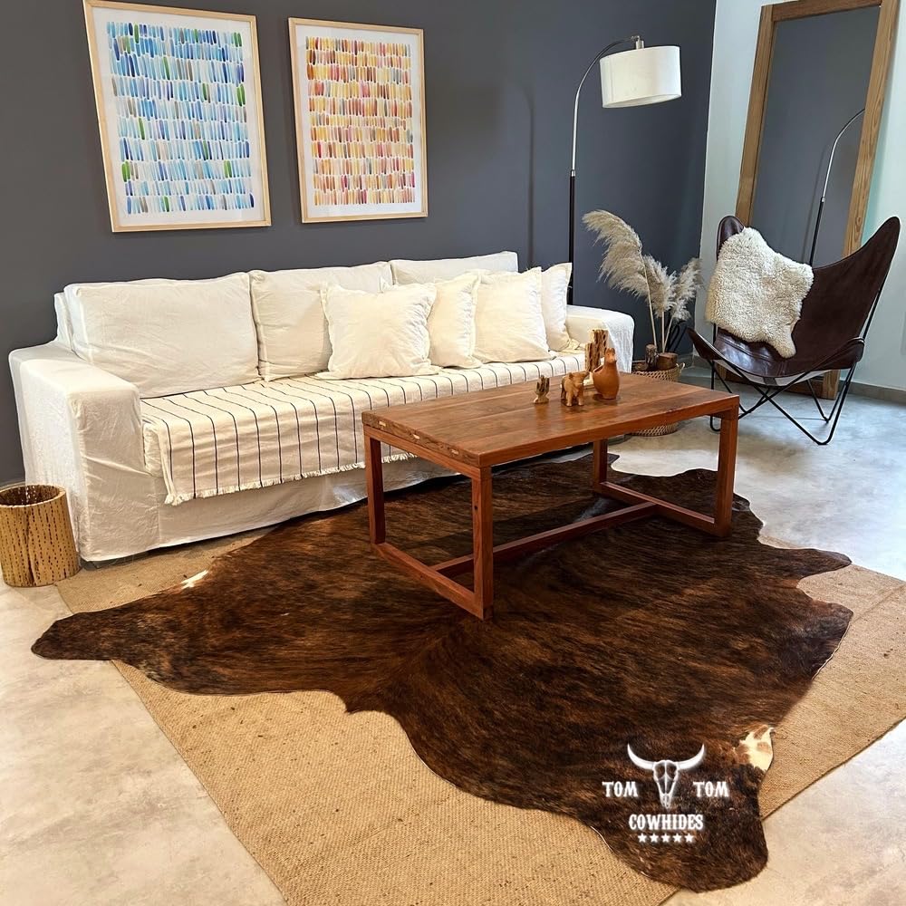 Dark Brindle Cowhide Rug 6x6