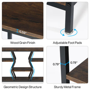 70.9" Industrial Sofa Console Table with 4-Tier Storage Shelves
