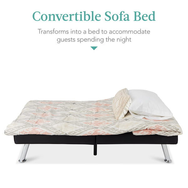 Convertible Futon Sofa Bed with Removable Armrests