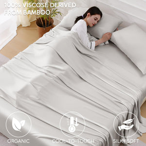 Bamboo King Bed Sheet Set – 4-Piece, 300 Thread Count, Deep Pocket