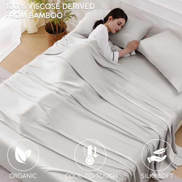 Bamboo King Bed Sheet Set – 4-Piece, 300 Thread Count, Deep Pocket