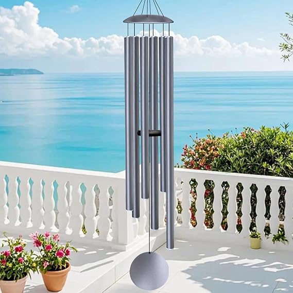 66-Inch Large Outdoor Wind Chimes – Deep Tone, 6 Aluminum Tubes, Rustic Garden Decor