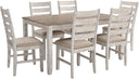 7-Piece Rustic Dining Set – Rectangular Table & 6 X-Back Upholstered Chairs
