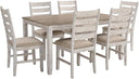 7-Piece Rectangular Dining Table Set with 6 Ladderback Chairs