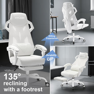 Gaming Chair with Mesh Back, Footrest & Lumbar Support