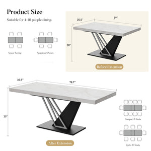 Extendable Dining Table with Faux Marble Top