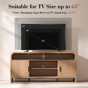 TV Stand for TVs Up to 65" with Storage Cabinet & Adjustable Shelves