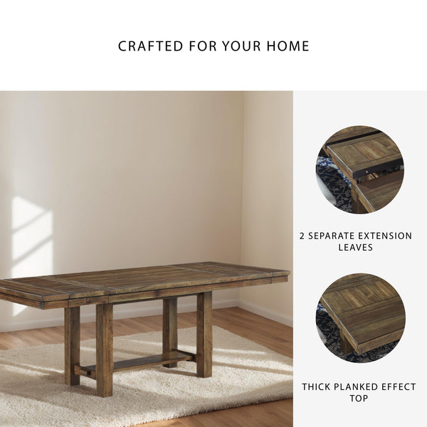 Extendable Rectangular Dining Table with Trestle Base — Seats 8