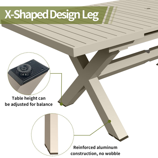 Expandable Outdoor Dining Table for 8