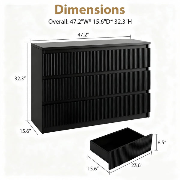 6 Drawer Dresser with Fluted Panels