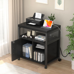 Lateral File Cabinet with Printer Stand & USB Charging