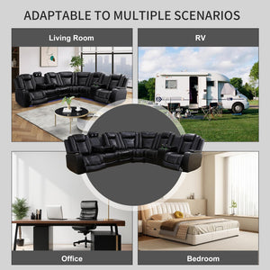 Power Reclining Sectional Sofa with LED Lights & Storage