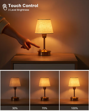 2 Pack Small Cordless Table Lamp for Restaurant Dinner Table, 5200mAh Battery Operated Lamps, Rechargeable Portable Dimmable Touch Bedside Night Light for Side End Table Dining Room Patio Outdoor