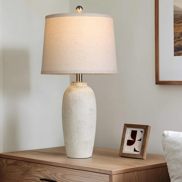 25" Ceramic Jar Table Lamps Set of 2