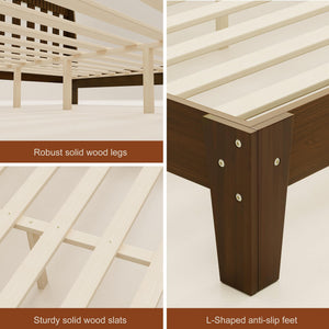 Wood Platform Bed Frame with Fluted Headboard | Queen & King