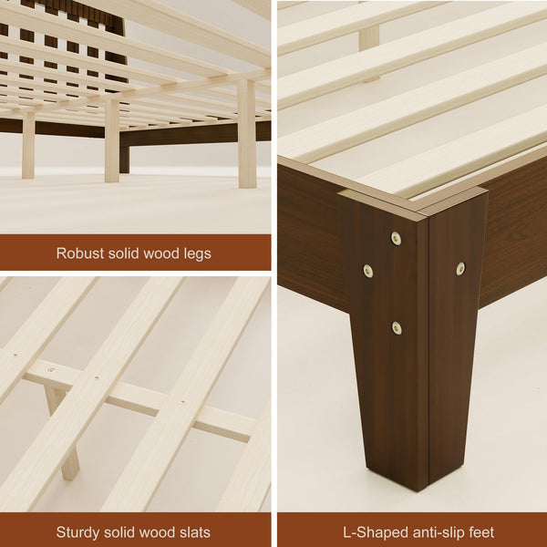 Wood Platform Bed Frame with Fluted Headboard | Queen & King