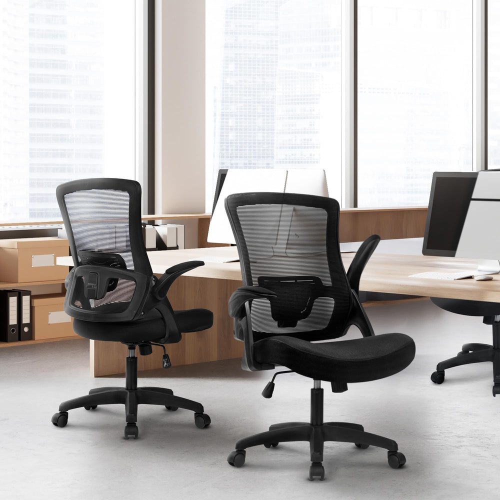 Ergonomic High Back Mesh Office Chair with Lumbar Support & Flip-Up Armrests