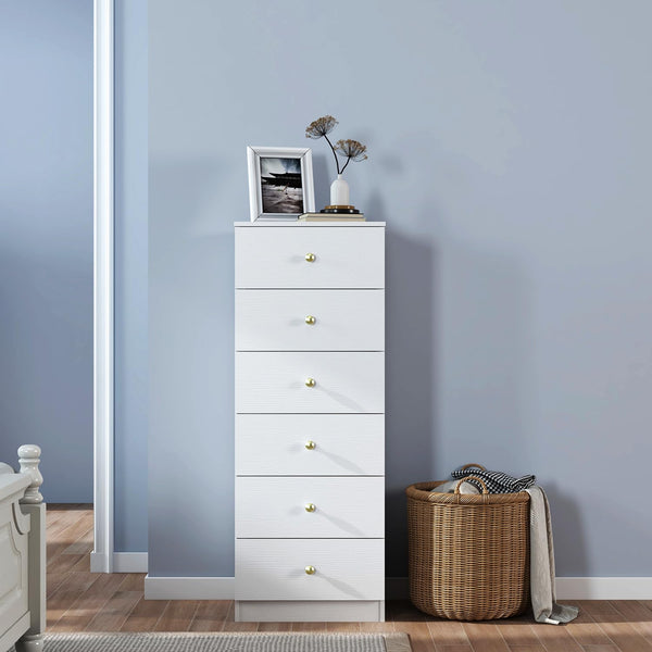6-Drawer Vertical Dresser with Gold Handles