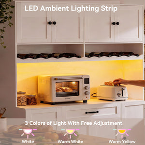 Tall Pantry Storage Cabinet with LED Light & Charging Station