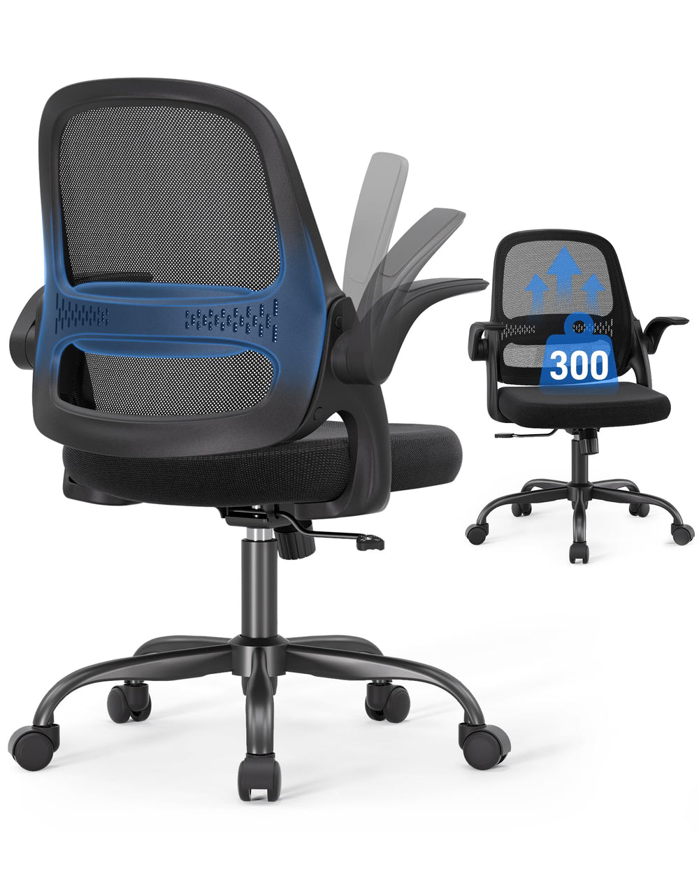 Ergonomic Mesh Office Chair with Flip-Up Arms