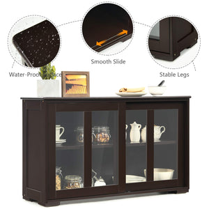 Coffee Sideboard with Sliding Glass Doors