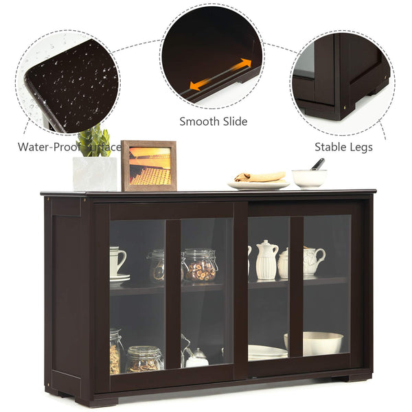 Coffee Sideboard with Sliding Glass Doors