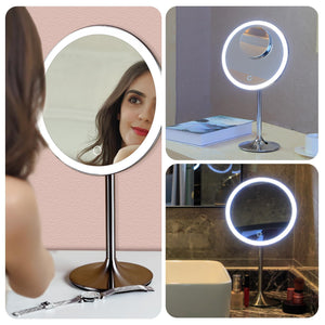 9-Inch LED Makeup Mirror with 5X & 10X Magnification