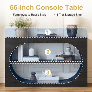 3-Tier Console Table with Storage Shelves