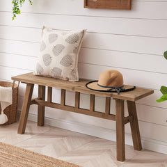 Solid Wood Farmhouse Entryway Bench