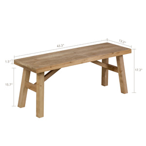 Farmhouse Wood Entryway Bench – Solid Rustic Seat for Living & Dining Room
