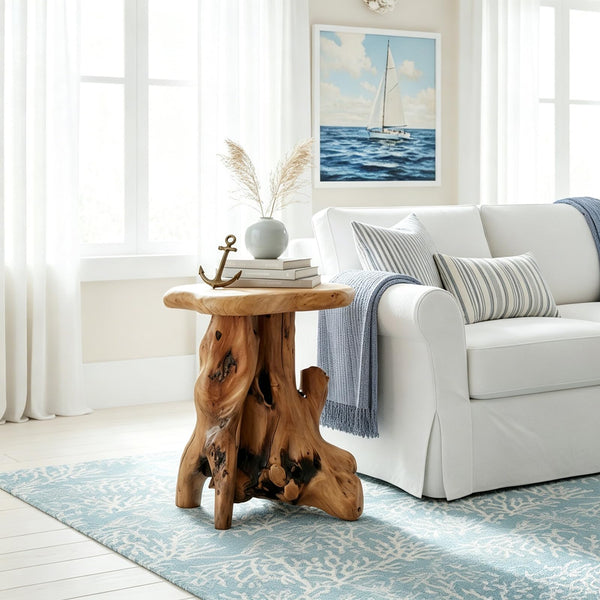 Natural Tree Stump Side Table — Live Edge, 19"