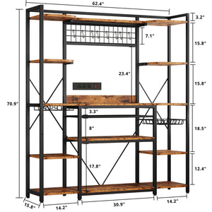 Large Baker's Rack with Power Outlet & Wine Storage