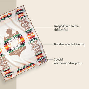 Jacquard Wool Cotton Throw Blanket – Reversible, Napped, 64" x 80"
