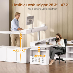 L-Shaped Electric Standing Desk 63 Inch