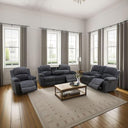 L-Shape Sectional Reclining Sofa Set with Drop-Down Table & Storage Console