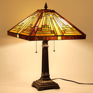 Tiffany Stained Glass Table Lamp — Amber Brown