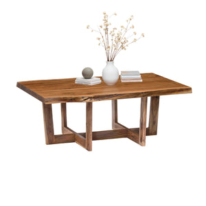 Live Edge Solid Acacia Wood Coffee Table with Natural Finish