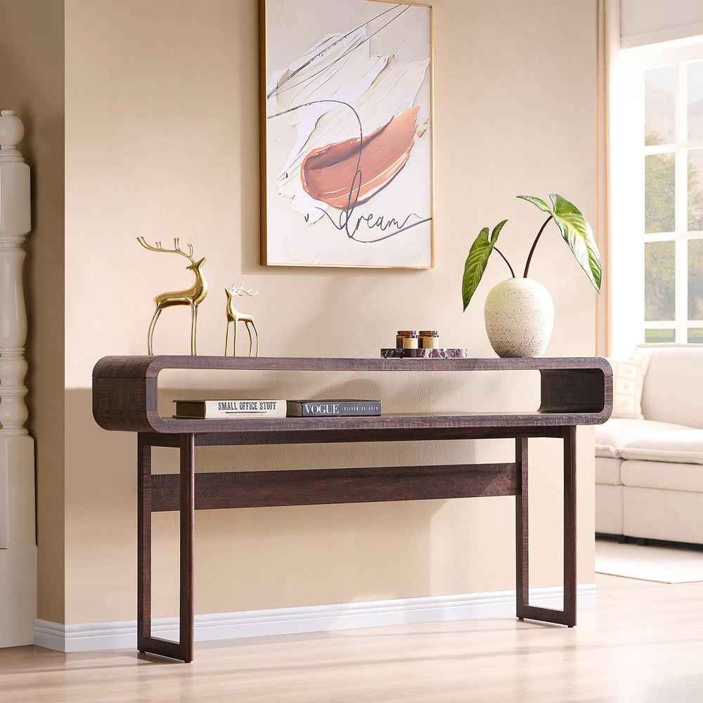 63" Console Table with Open Shelf