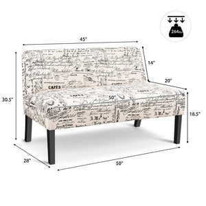 Armless Loveseat Sofa with Letter Design