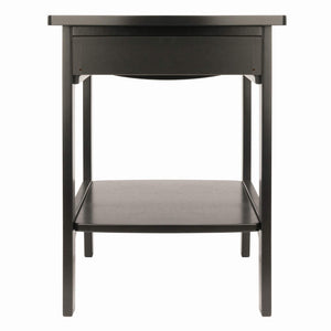 Square Wood End Table with Drawer and Shelf